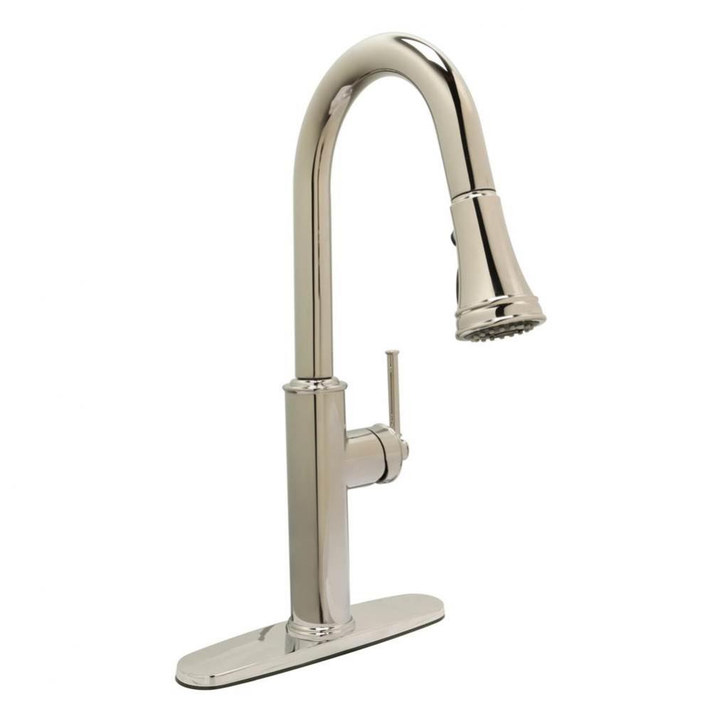 Crest Kitchen Pulldown With Deck Plate- Polished Nickel