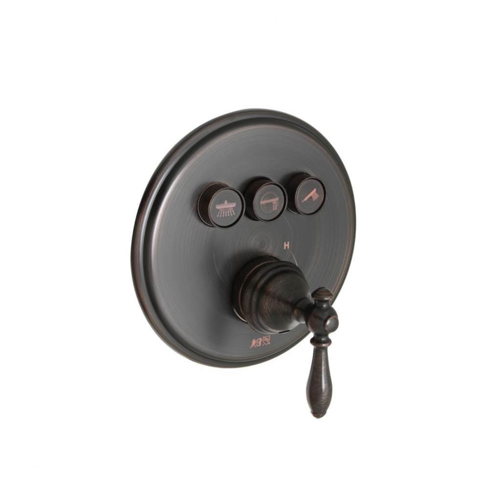 Classic Styled Three Button Shower Trim- Antique Bronze