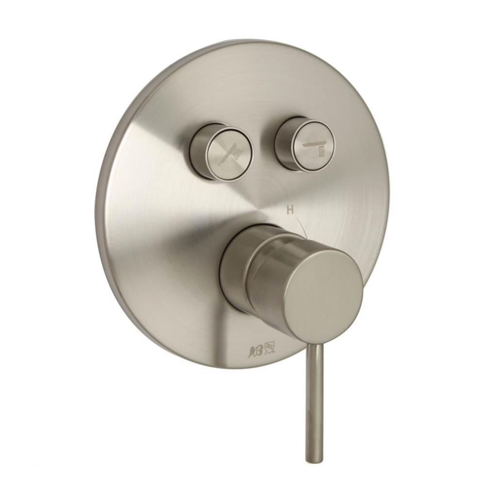 Contemporary Styled Two Button Shower Trim- Satin Nickel