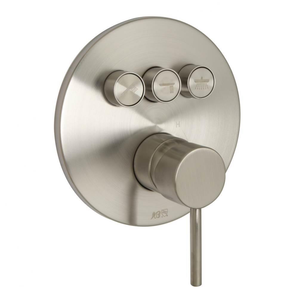 Contemporary Styled Three Button Shower Trim- Satin Nickel