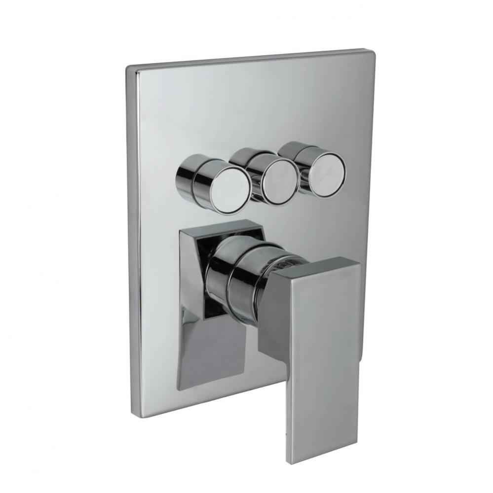 Contemporary Square Styled Three Button Shower Trim- Chrome