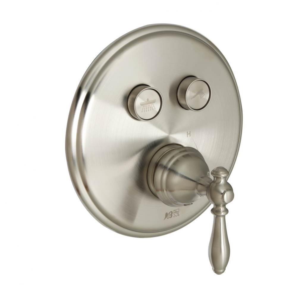 Classic Styled Two Button Shower Trim- Satin Nickel