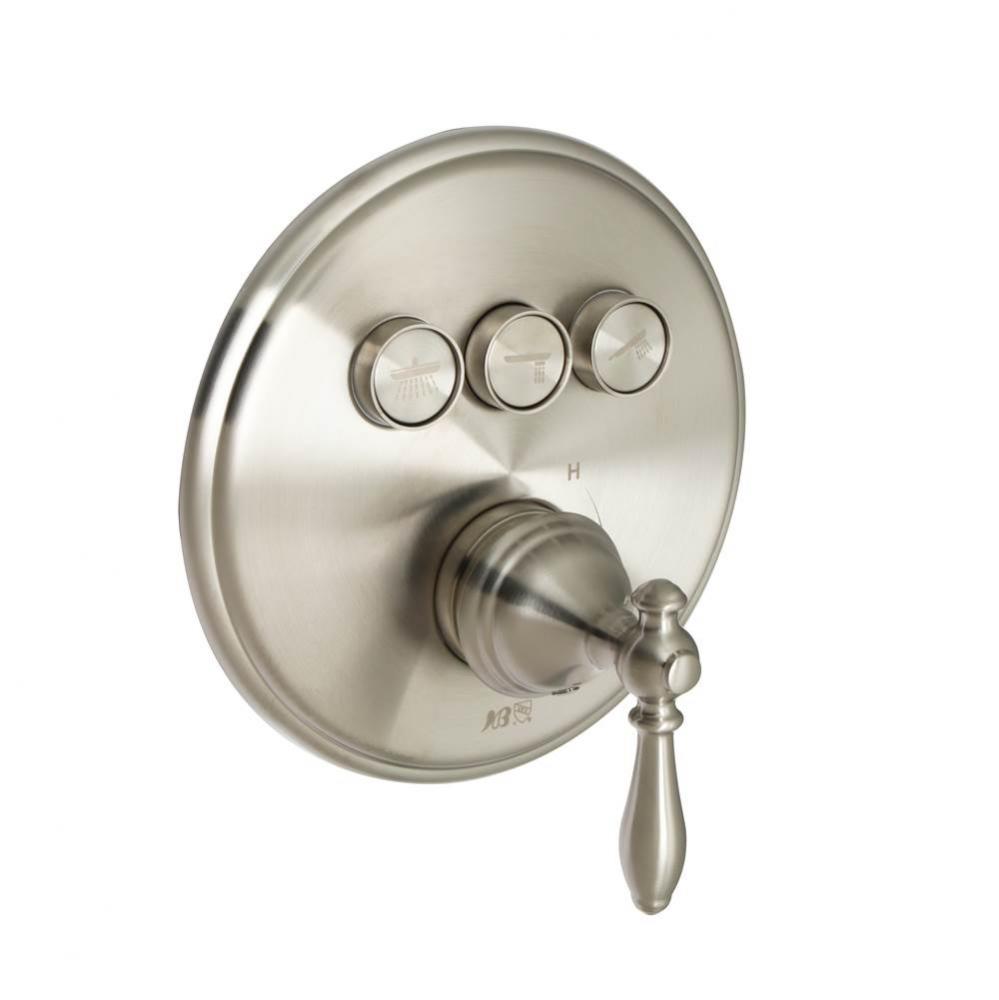 Classic Styled Three Button Shower Trim- Satin Nickel