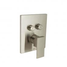 Huntington Brass P3522102 - Contemporary Square Styled Two Button Shower Trim- Satin Nickel
