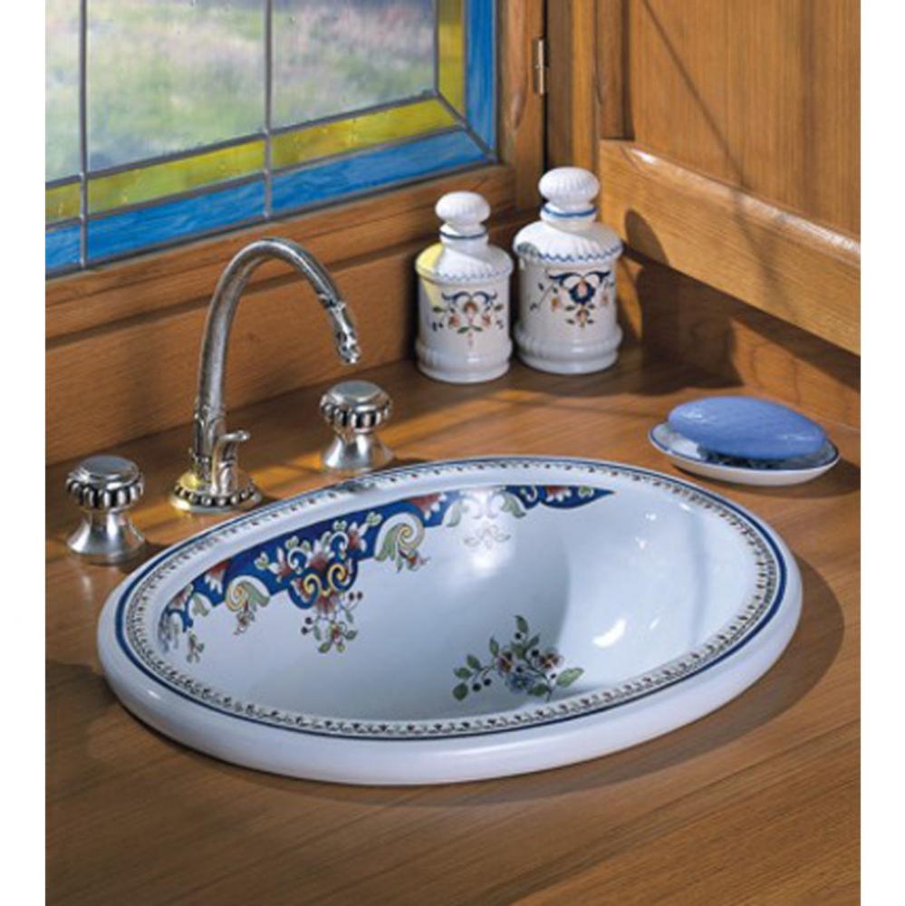 ''Opale'' Earthenware Oval Countertop Lavatory Bowl in Vieux