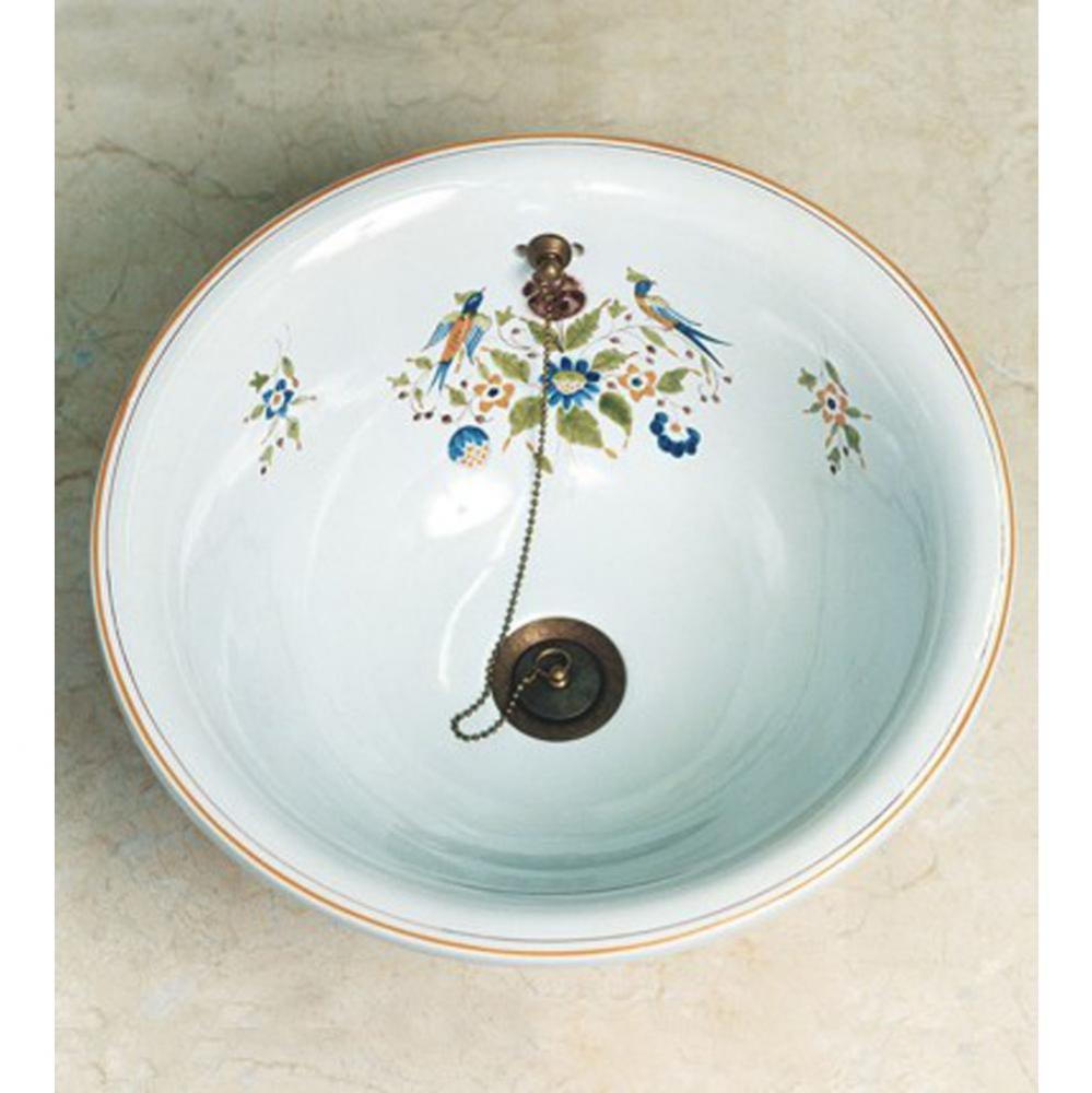 ''Sambre'' Ceramic Round Countertop Lavatory Bowl in Moustier