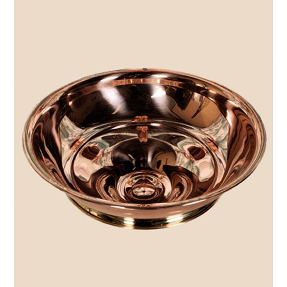 Copper and Brass Vessel Bowl in Polished Copper and
