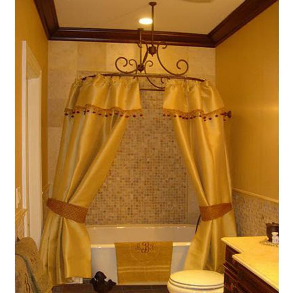 ''Art Nouveau'' Shower Curtain Bar with 2 ceiling mount supports and 1 wall