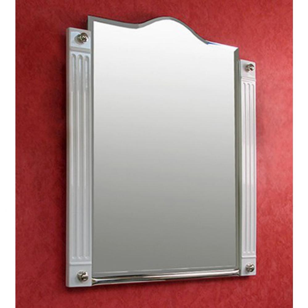 ''Monarque'' Mirror in White with Polished Nickel Metal