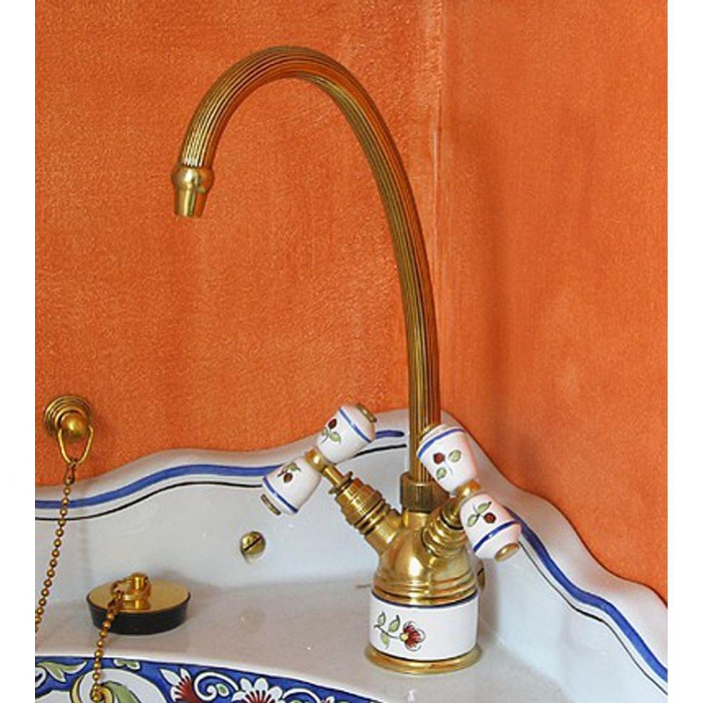 ''Verseuse'' Deck Mounted Mixer with White or Handpainted Earthenware Handles