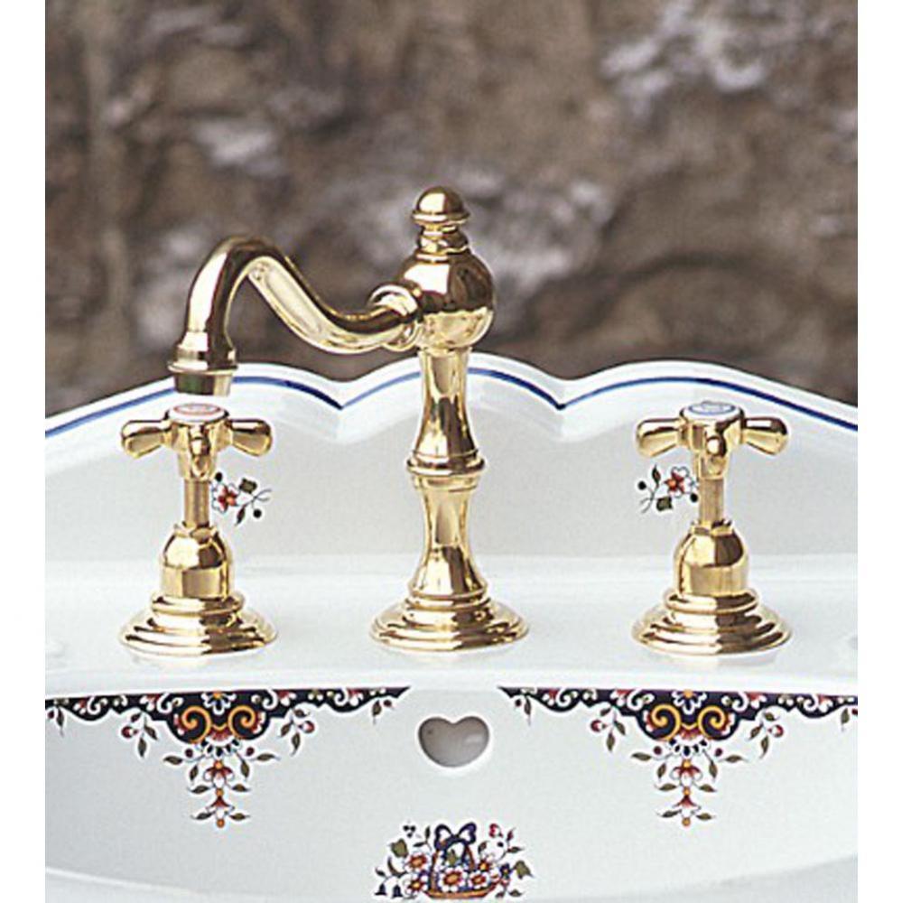 ''Royale'' Widespread Lavatory Set with Cross Handles in Polished