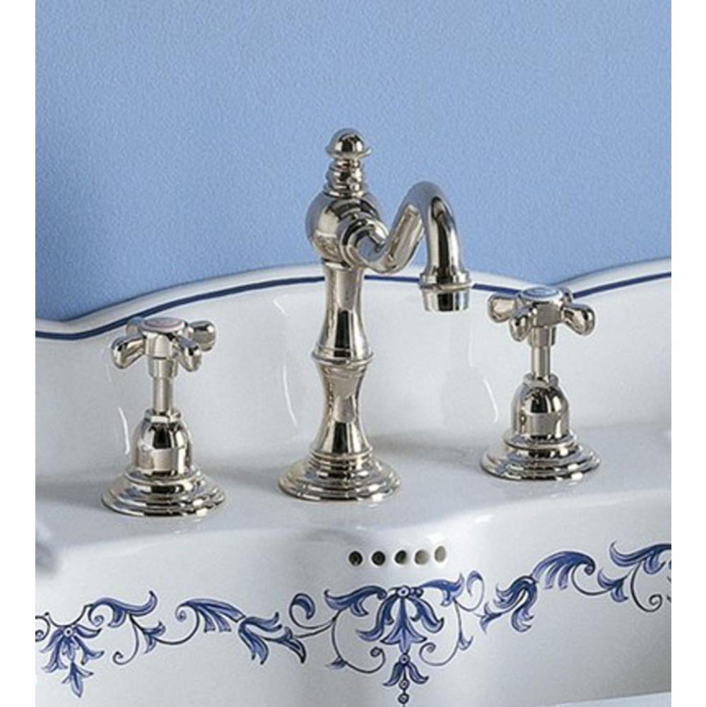 ''Royale'' Widespread Lavatory Set with Cross Handles in Polished