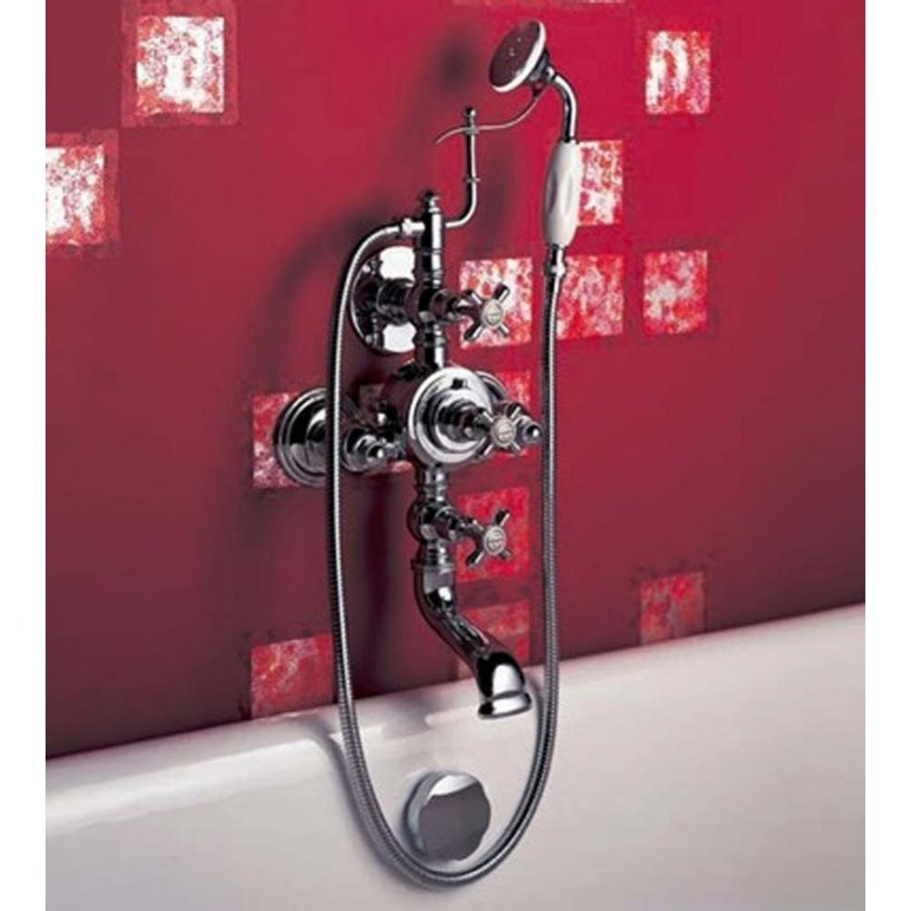 ''Royale'' Exposed Tub and Shower Thermostatic Mixer Wall Mounted in Polished