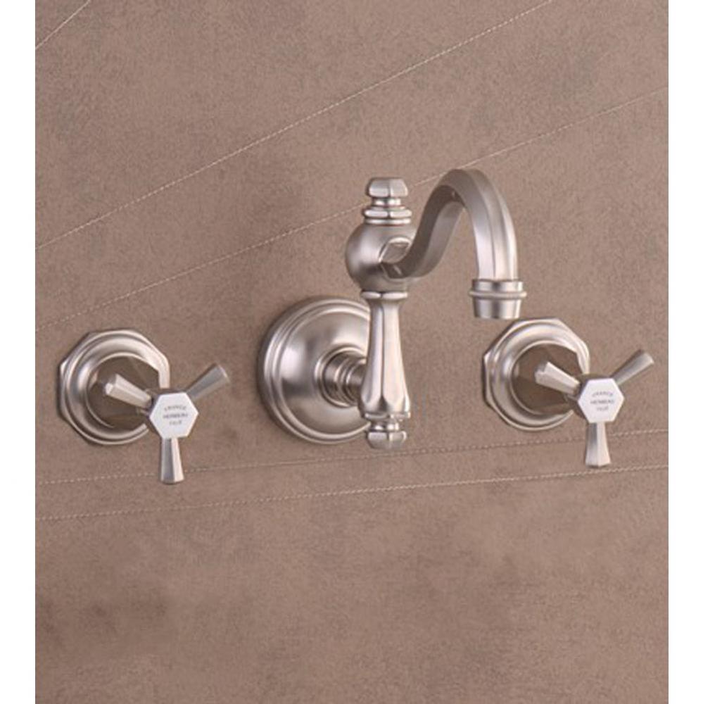 ''Monarque'' Wall Mounted 3-Hole Set without Waste in Brushed