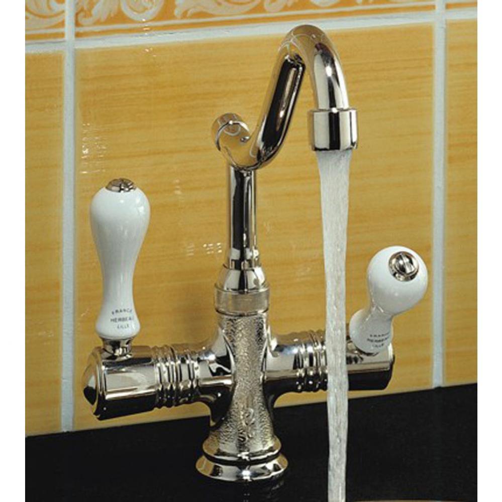 ''Namur'' Single-Hole Kitchen / Bar / Lavatory Mixer in White Handles,