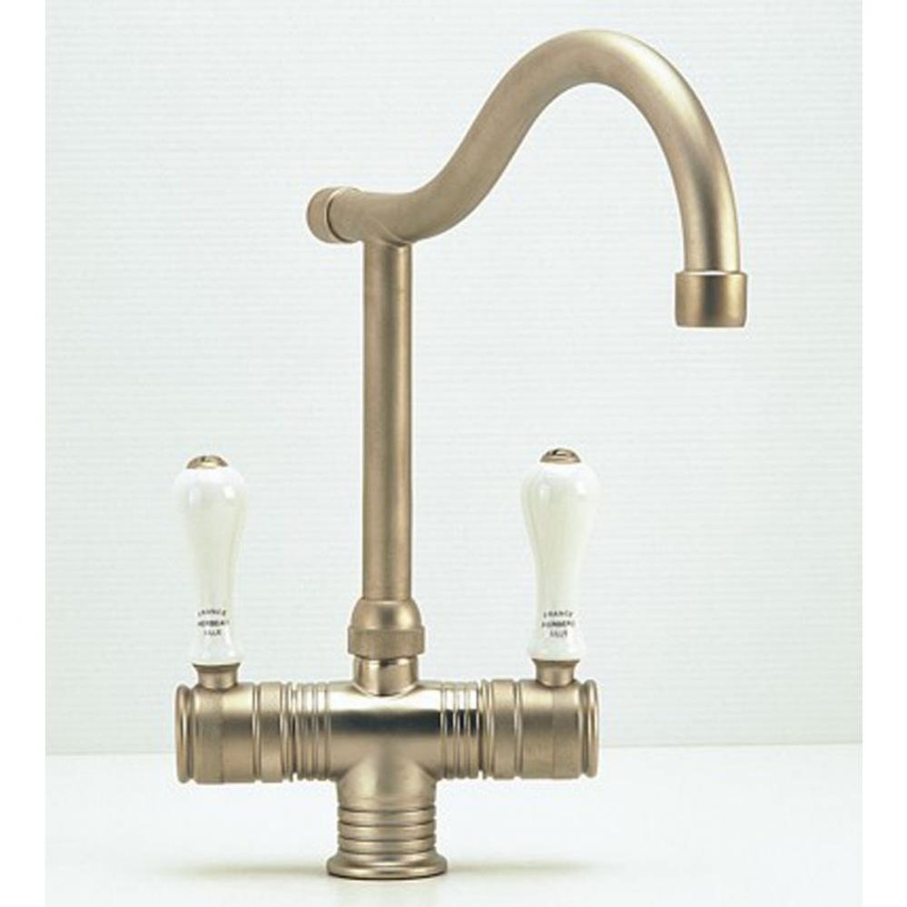 ''Valence'' Single-Hole Mixer in White Handles, Satin