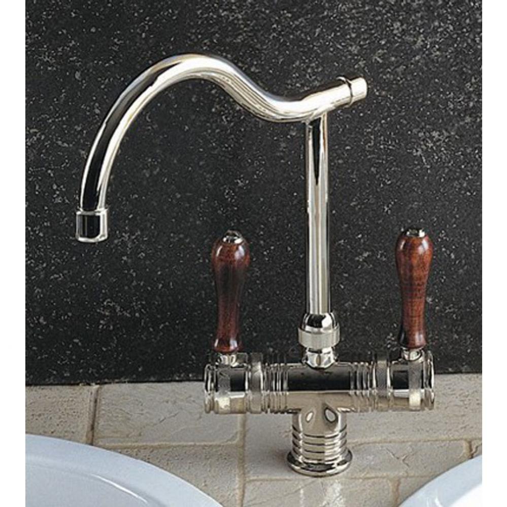 ''Valence'' Single-Hole Mixer in Wooden Handles, Polished