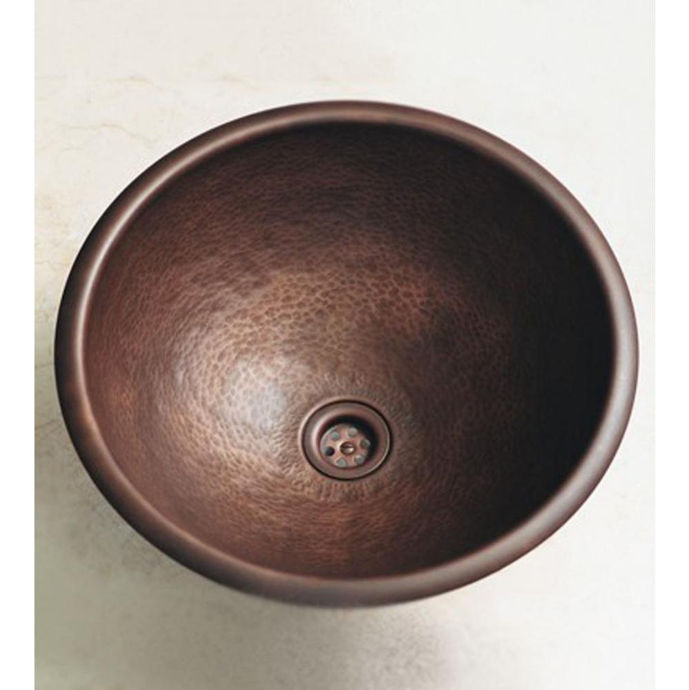 ''Rhone'' Round Bowl in Hammered Weathered Copper and