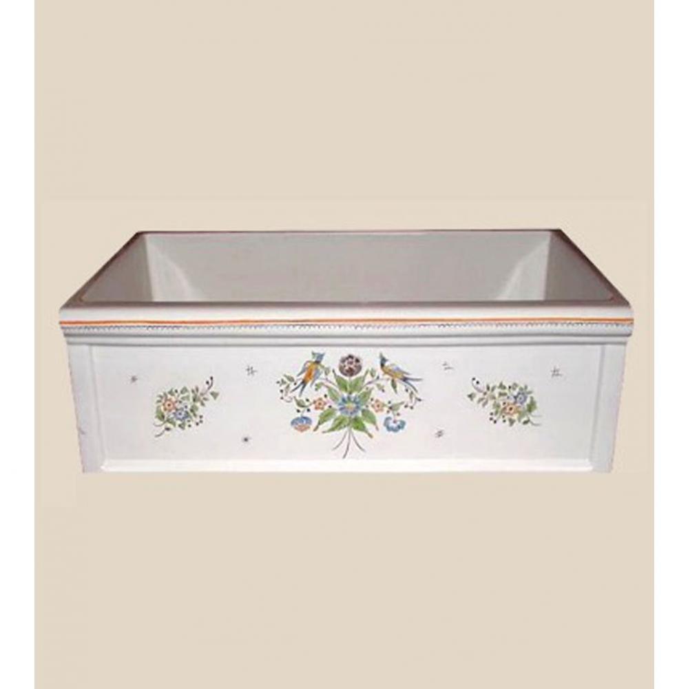 ''Luberon'' Fireclay Farm House Sink in Moustier Polychrome, White