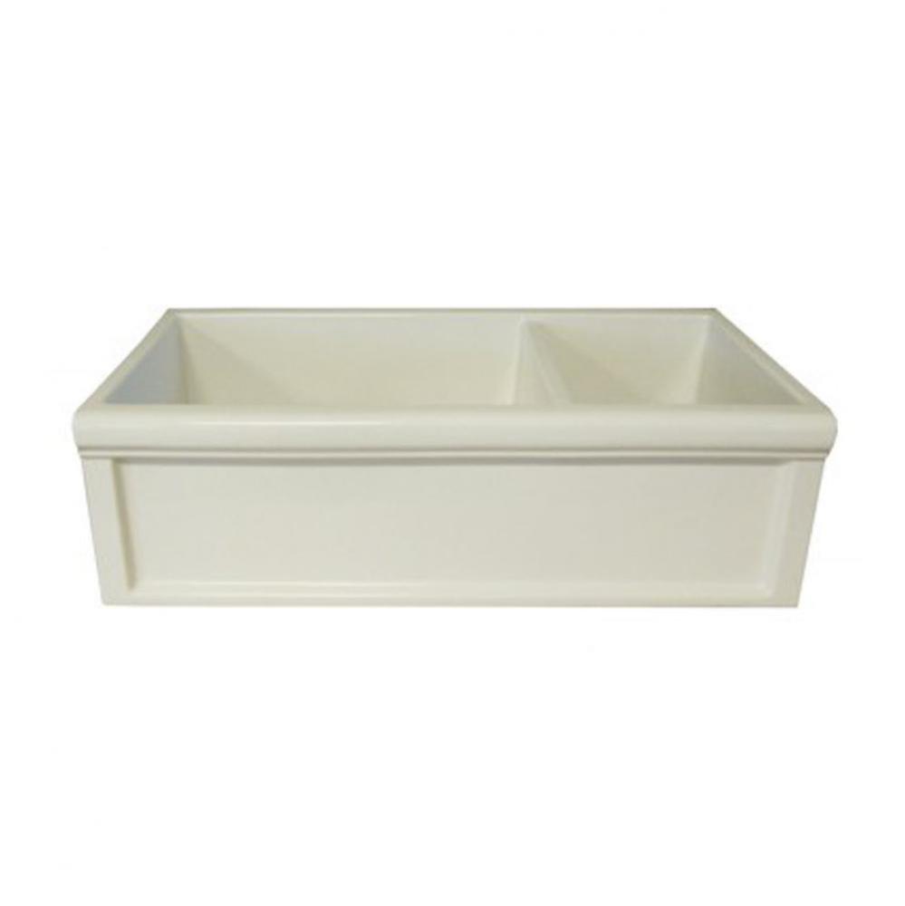 ''Luberon'' Fireclay Double Farm House Sink in French Ivory, No