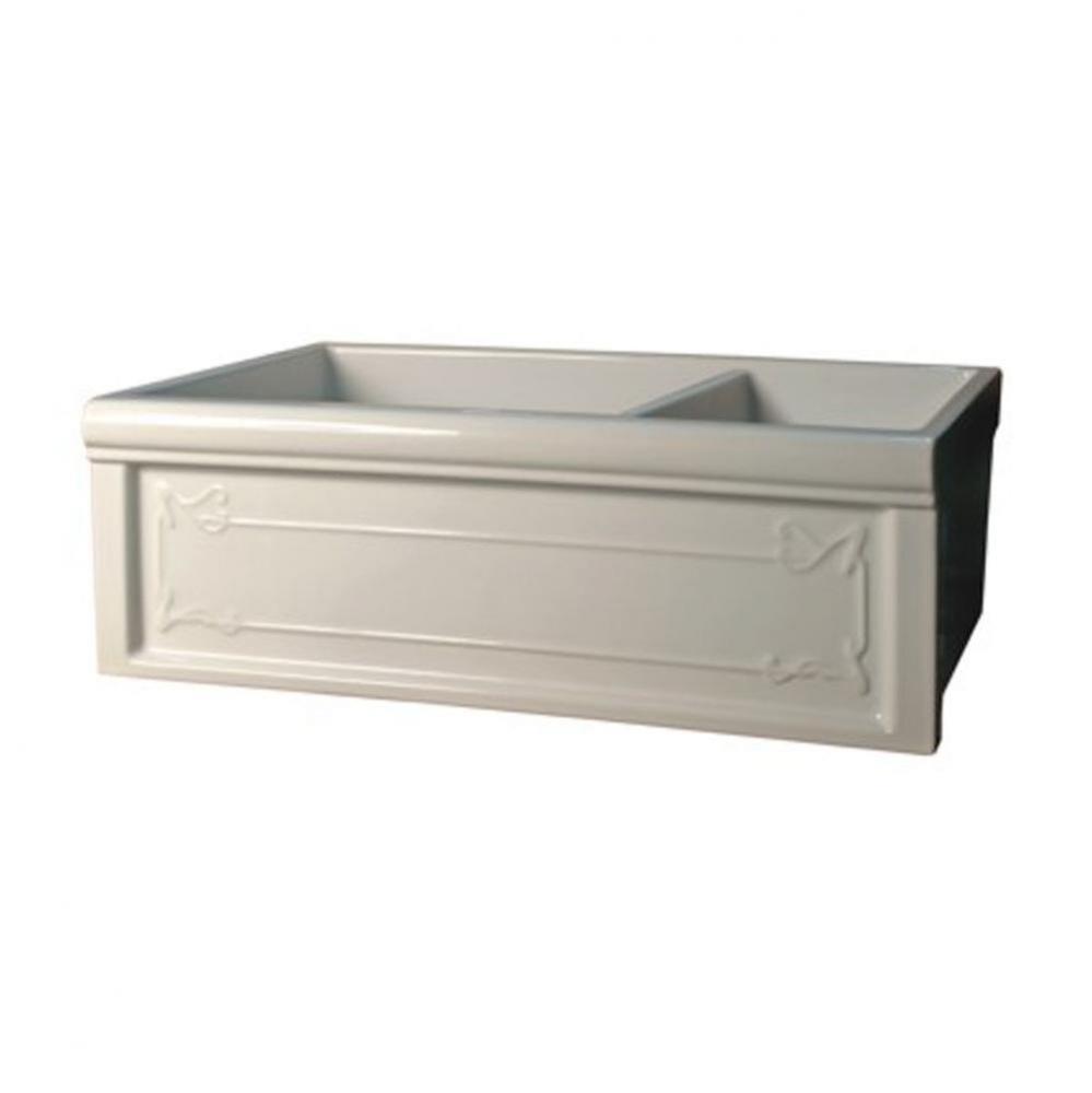 ''Luberon'' Art Nouveau Fireclay Double Farmhouse Sink in French
