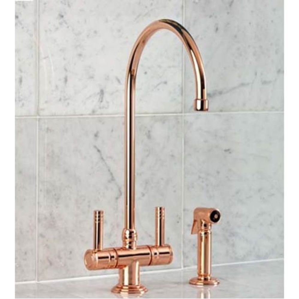 ''Lille'' Single Hole Kitchen Mixer with Handspray in French Weathered Brass