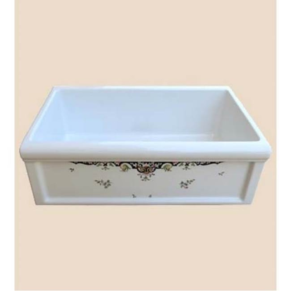 ''Luberon'' Fireclay Farm House Sink in Berain Rose, White background