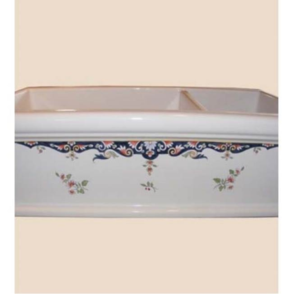 ''Luberon'' Fireclay Double Farm House Sink in Vieux Rouen, White background