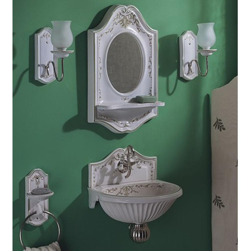 ''Sophie'' Wall Mounted Earthenware Fountain Sink and Backsplash in Sceau