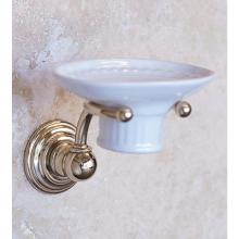 Herbeau 311156 - ''Royale'' White China Soap Dish and Metal Holder in Polished