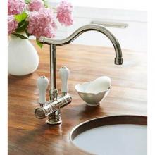 Herbeau 42052056 - ''Valence'' Single-Hole Mixer in White Handles, Polished