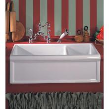 Herbeau 461320 - ''Luberon'' Fireclay Double Farm House Sink in Solid White, No