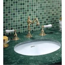 Herbeau 30022047 - ''Royale'' Widespread Lavatory Set with White Ceramic Handles in French Weathe