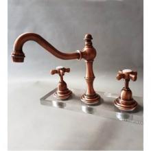 Herbeau 300267 - ''Royale'' Widespread Lavatory Set with Cross Handles in Antique Lacquared Cop