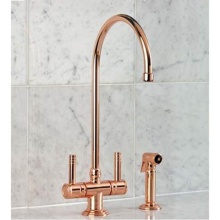 Herbeau 421347 - ''Lille'' Single Hole Kitchen Mixer with Handspray in French Weathered Brass