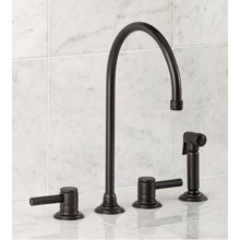 Herbeau 421447 - ''Lille'' 4-Hole Deck Mounted Kitchen Mixer with Handspray in French Weathered