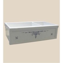 Herbeau 46130430 - ''Luberon'' Fireclay Double Farm House Sink in Vieux Rouen, French Ivory backg