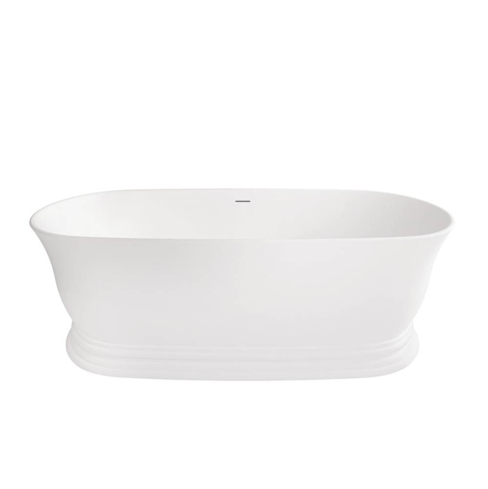 Vantaa 7132 AFR Solid Surface Freestanding Center Drain Bathtub in Matte White