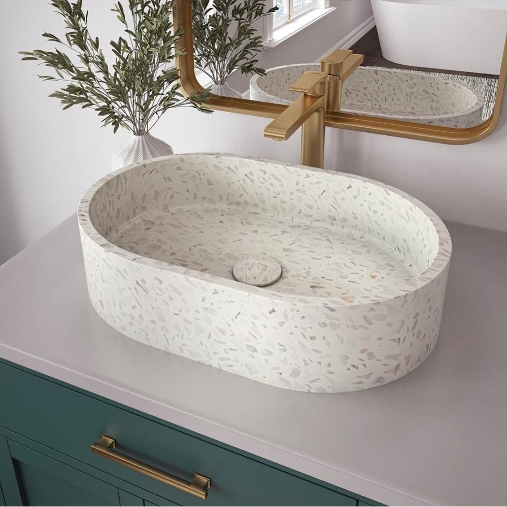 Lorna Oval Terrazzo Sink in White