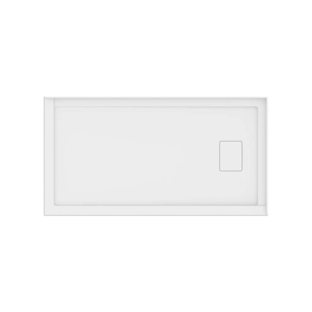 Rouge 6032 Acrylic Right Corner Shower Base in White with Right Drain