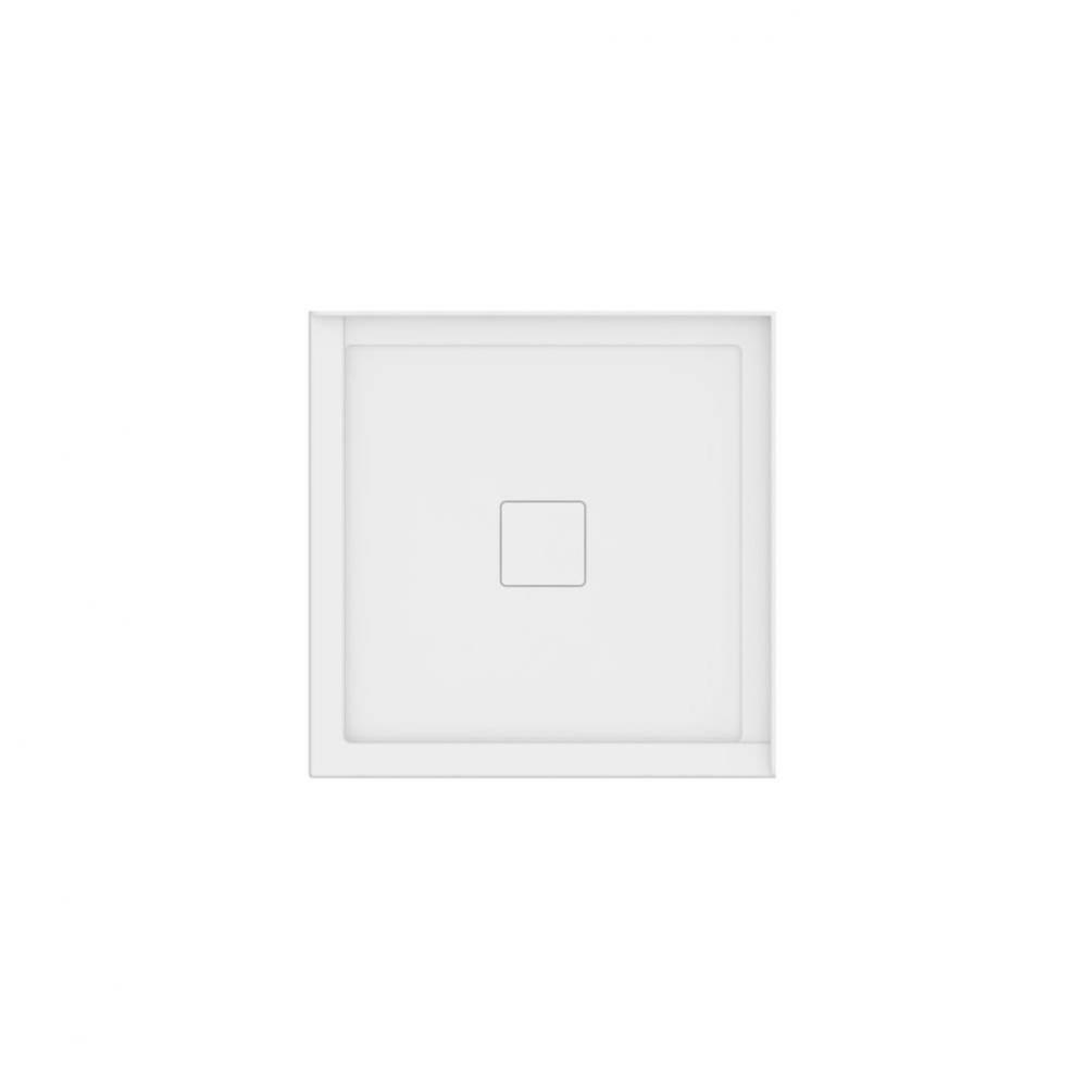 Rouge 3636 Acrylic Corner Shower Base in White with Center Drain