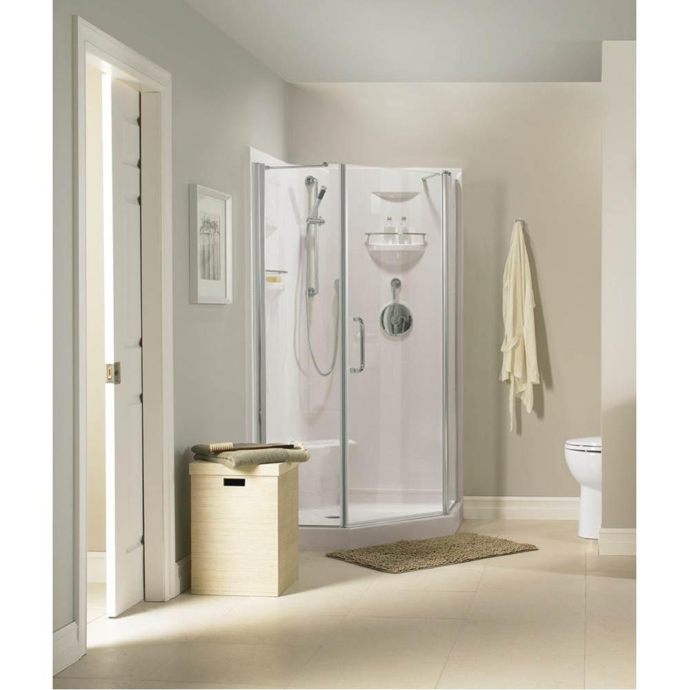 Maya 3838 Neo-Angle Acrylic Corner One-Piece Shower with Center Drain in White