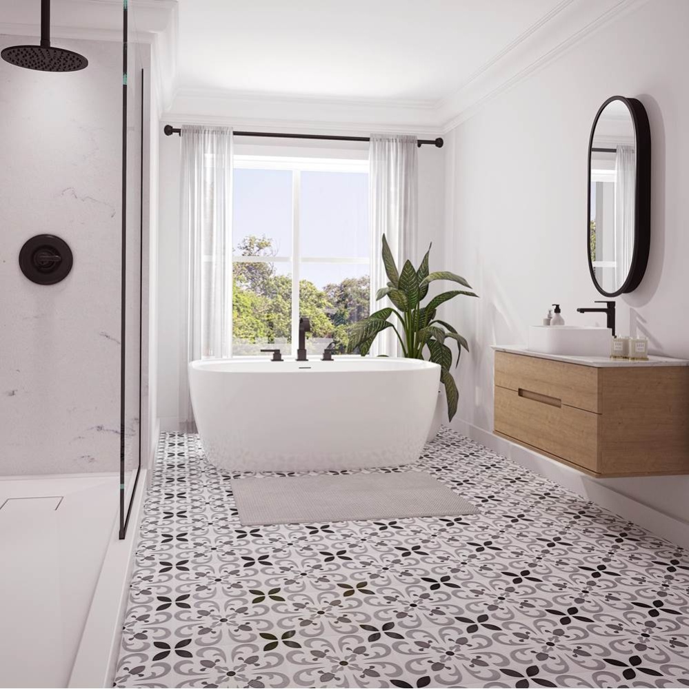 Alaro 5528 Acrylic Freestanding Center Drain Bathtub in White