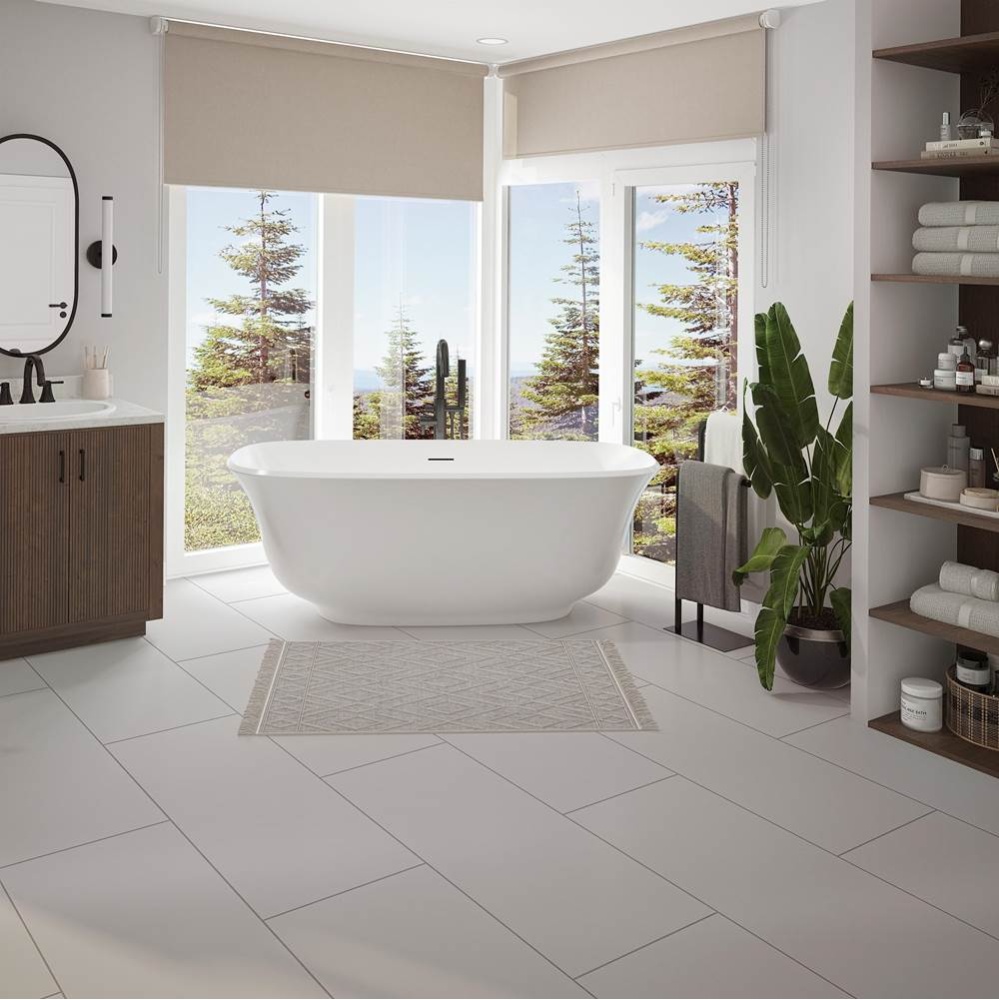 Arta 6731 Acrylic Freestanding Center Drain Bathtub in White