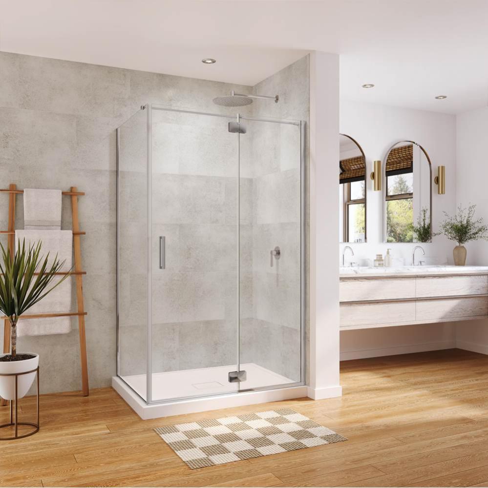 Azelia 42 x 34 x 74 in. 6mm Pivot Shower Door for Corner Installation with Clear glass in Chrome