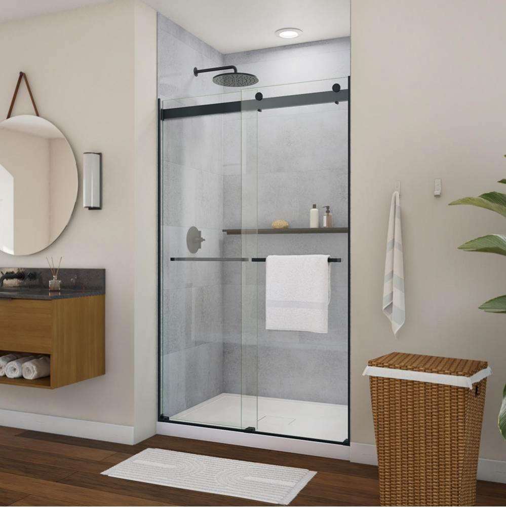Barena 44-48 x 76 in. 8mm Bypass Shower Door for Alcove Installation with Clear Glass in Matte Bla