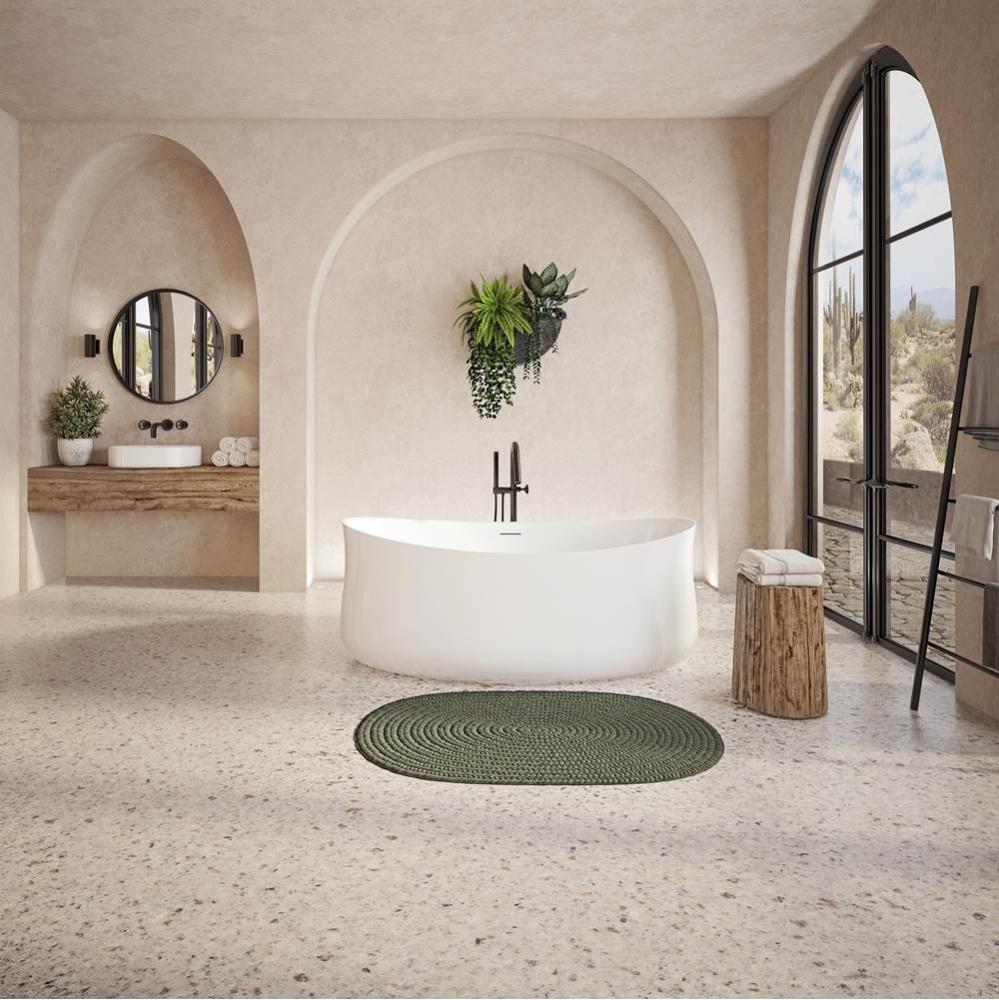 Budapest 7132 AFR Acrylic Freestanding Center Drain Bathtub in White