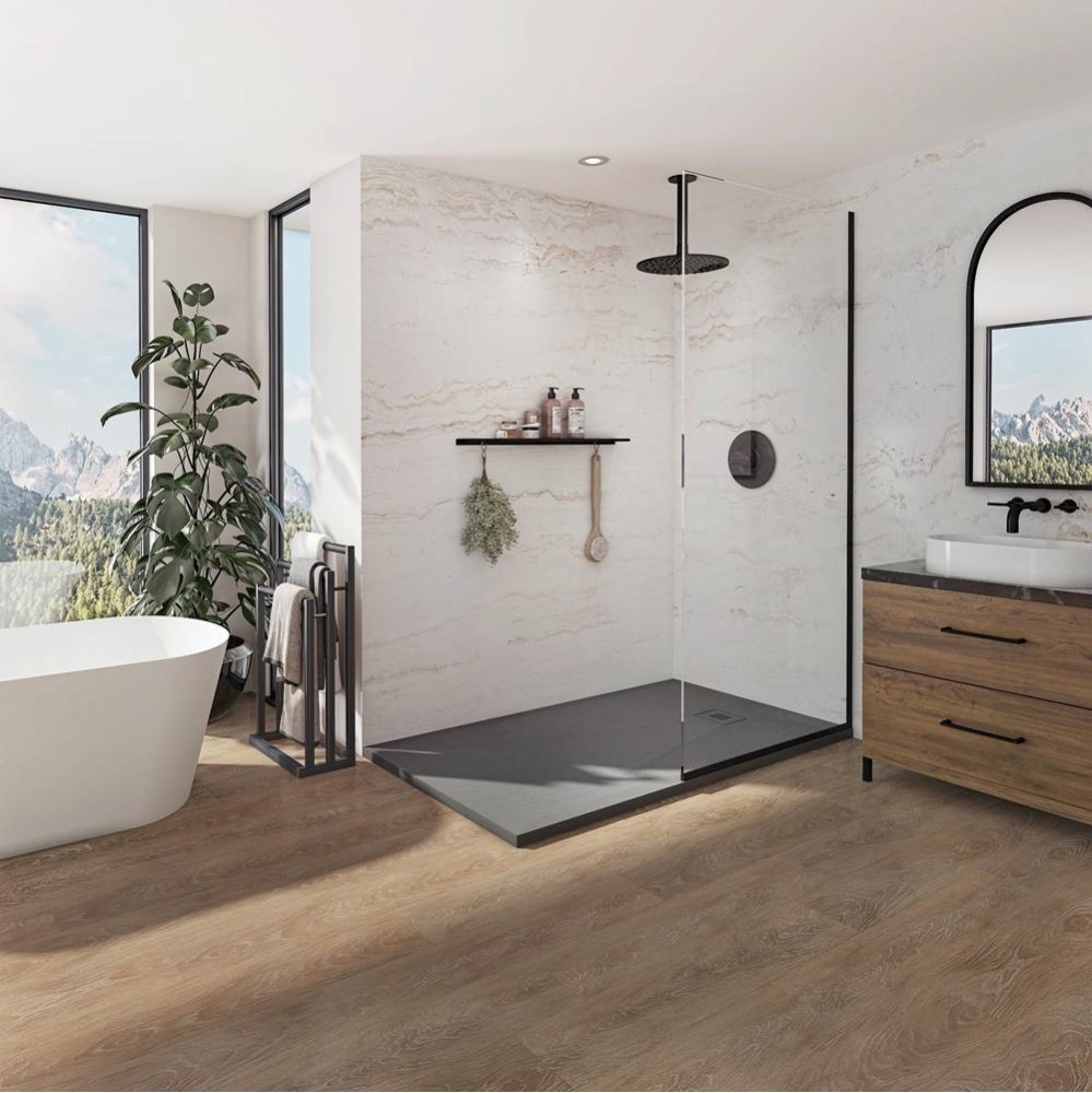 Pietra 6032 Stone Composite Shower Base in Anthracite Slate