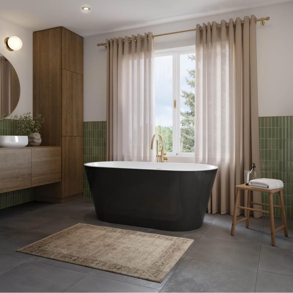 Riga 6030 AFR Acrylic Freestanding Center Drain Bathtub in Black