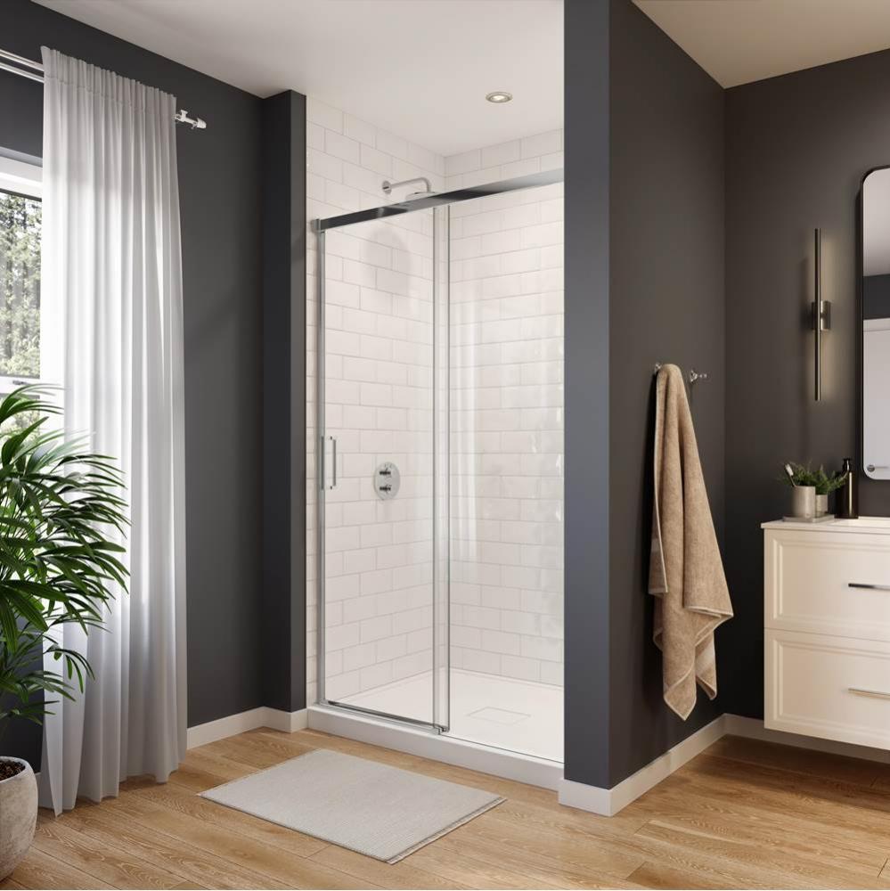 Sella 48 x 74 in. 6 mm Sliding Shower Door for Alcove Installation with Clear glass in Chrome